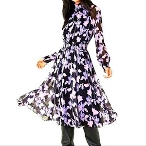 O. P. T. On the Run Long Sleeve Floral High Neck Dress‎ Size Small Women